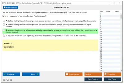 SAP C_S4CSV_2208 SAP Certified Application AssociateSAP S/4HANA Cloud (public)Service Implementation Practice test exam simulator test engine exam Prep practice test questions answers Image 8