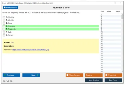 Oracle 1z0-340-20 Oracle Eloqua CX Marketing 2020 Implementation Essentials Practice test exam simulator test engine exam Prep practice test questions answers Image 3