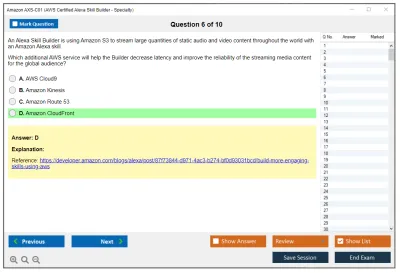 Amazon AWS AXS-C01 AWS Certified Alexa Skill Builder-Specialty Practice test exam simulator test engine exam Prep practice test questions answers Image 6