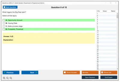 Salesforce ADM-211 Administration Essentials for Experienced Admin Practice test exam simulator test engine exam Prep practice test questions answers Image 8