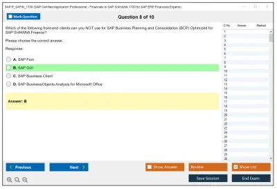 SAP P_S4FIN_1709 SAP Certified Application Professional - Financials in SAP S/4HANA 1709 for SAP ERP Financials Experts Practice test exam simulator test engine exam Prep practice test questions answers Image 8