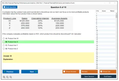 IMA CMA-Financial-Planning-Performance-and-Analytics CMA Part 1: Financial Planning - Performance and Analytics Exam Practice test exam simulator test engine exam Prep practice test questions answers Image 8
