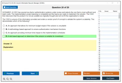 ECCouncil 512-50 EC-Council Information Security Manager (E|ISM) Practice test exam simulator test engine exam Prep practice test questions answers Image 20