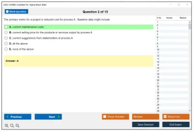 ASQ CSSBB Certified Six Sigma Black Belt Practice test exam simulator test engine exam Prep practice test questions answers Image 2