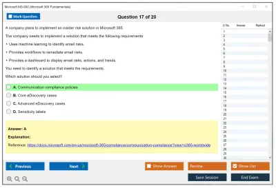 Microsoft MS-900 Microsoft 365 Fundamentals Practice test exam simulator test engine exam Prep practice test questions answers Image 17