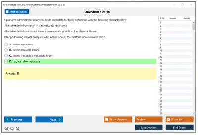 SAS Institute A00-250 A00-250 SAS Platform Administration for SAS9 Practice test exam simulator test engine exam Prep practice test questions answers Image 7
