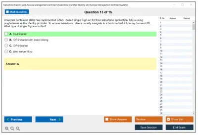 Salesforce Identity-and-Access-Management-Architect Salesforce Certified Identity and Access Management Architect Practice test exam simulator test engine exam Prep practice test questions answers Image 13