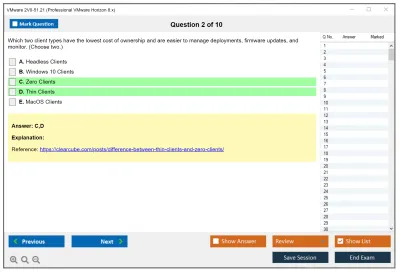 VMware 2V0-51.21 Professional VMware Horizon 8.x Practice test exam simulator test engine exam Prep practice test questions answers Image 2