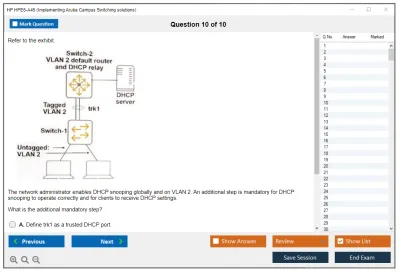 HP HPE6-A45 Implementing Aruba Campus Switching solutions Practice test exam simulator test engine exam Prep practice test questions answers Image 10