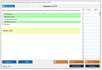 SAP C_TSCM62_67 SAP Certified Associate - Sales and Distribution, ERP 6.0 EhP7 Practice test exam simulator test engine exam Prep practice test questions answers Image 4