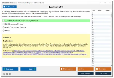 EMC DES-3128 Dell EMC NetWorker Specialist for Implementation Engineers Practice test exam simulator test engine exam Prep practice test questions answers Image 6
