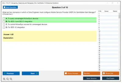 Citrix 1Y0-371 Designing, Deploying and Managing Citrix XenMobile 10 Enterprise Solutions Practice test exam simulator test engine exam Prep practice test questions answers Image 5