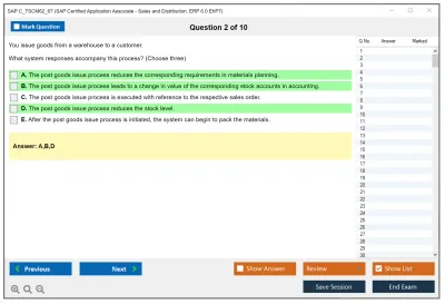 SAP C_TSCM62_67 SAP Certified Associate - Sales and Distribution, ERP 6.0 EhP7 Practice test exam simulator test engine exam Prep practice test questions answers Image 2