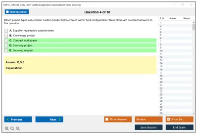 SAP C_ARSOR_2302 SAP Certified Application AssociateSAP Ariba Sourcing Practice test exam simulator test engine exam Prep practice test questions answers Image 4