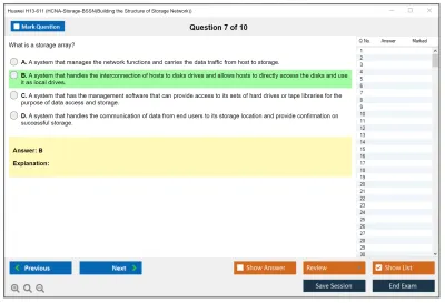 Huawei H13-611 HCNA-Storage-BSSN(Building the Structure of Storage Network) Practice test exam simulator test engine exam Prep practice test questions answers Image 7