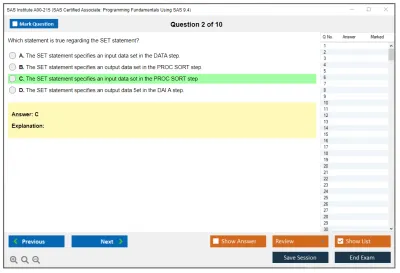 SAS Institute A00-215 SAS Certified Associate: Programming Fundamentals Using SAS 9.4 Practice test exam simulator test engine exam Prep practice test questions answers Image 2