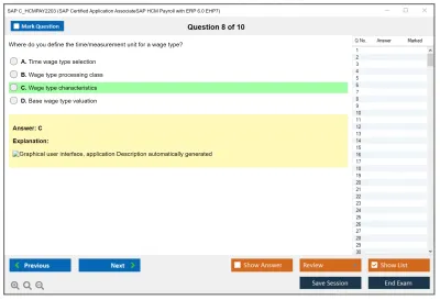 SAP C_HCMPAY2203 SAP Certified Associate - SAP HCM Payroll with ERP 6.0 EHP7 Practice test exam simulator test engine exam Prep practice test questions answers Image 8