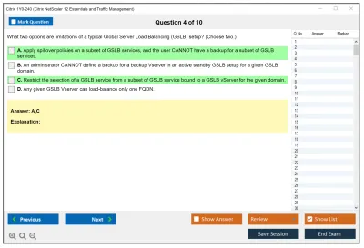 Citrix 1Y0-240 Citrix NetScaler 12 Essentials and Traffic Management Practice test exam simulator test engine exam Prep practice test questions answers Image 4
