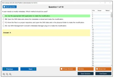 SAS Institute A00-250 A00-250 SAS Platform Administration for SAS9 Practice test exam simulator test engine exam Prep practice test questions answers Image 1