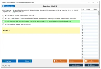 Avaya 71200X Avaya Aura Core Components Integration Exam Practice test exam simulator test engine exam Prep practice test questions answers Image 10