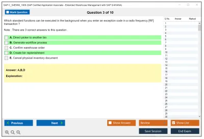 SAP C_S4EWM_1909 SAP Certified Application Associate - Extended Warehouse Management with SAP S/4HANA Practice test exam simulator test engine exam Prep practice test questions answers Image 3
