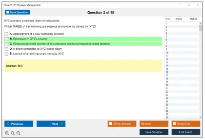 Cima E3 E3 - Strategic Management Practice test exam simulator test engine exam Prep practice test questions answers Image 2