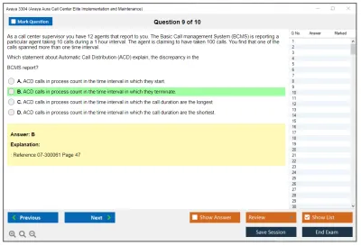 Avaya 3304 Avaya Aura Call Center Elite Implementation and Maintenance Practice test exam simulator test engine exam Prep practice test questions answers Image 9