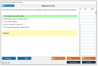 Infor IOS-158 Infor Certified OS Associate Practice test exam simulator test engine exam Prep practice test questions answers Image 8