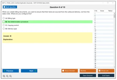 SAP C_TS462_2020 Certified Application Associate - SAP S/4HANA Sales 2020 Practice test exam simulator test engine exam Prep practice test questions answers Image 8
