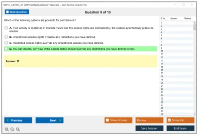 SAP C_C4H510_21 SAP Certified Associate - Implementation Consultant - SAP Service Cloud Practice test exam simulator test engine exam Prep practice test questions answers Image 9