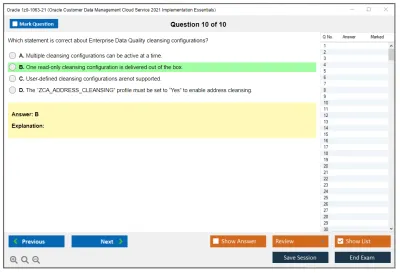Oracle 1z0-1063-21 Oracle Customer Data Management Cloud Service 2021 Implementation Essentials Practice test exam simulator test engine exam Prep practice test questions answers Image 10