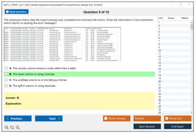 SAP C_THR87_2211 SAP Certified Application AssociateSAP SuccessFactors Variable Pay 1H/2022 Practice test exam simulator test engine exam Prep practice test questions answers Image 9