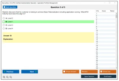 ServiceNow CIS-APM Certified Implementation Specialist - Application Portfolio Management (APM) Practice test exam simulator test engine exam Prep practice test questions answers Image 5