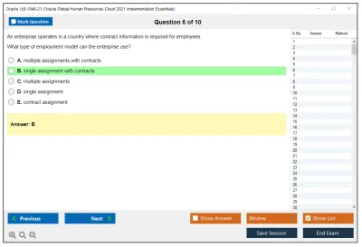 Oracle 1z0-1046-21 Oracle Global Human Resources Cloud 2021 Implementation Essentials Practice test exam simulator test engine exam Prep practice test questions answers Image 6