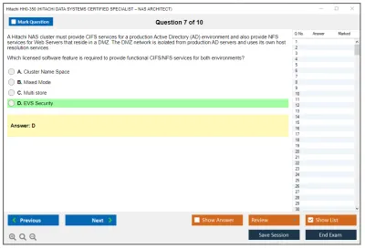 Hitachi HH0-350 HITACHI DATA SYSTEMS CERTIFIED SPECIALIST – NAS ARCHITECT Practice test exam simulator test engine exam Prep practice test questions answers Image 7