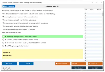 Salesforce CRT-550 Salesforce Certified Marketing Cloud Consultant Practice test exam simulator test engine exam Prep practice test questions answers Image 9