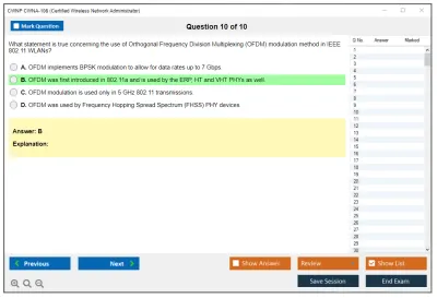 CWNP CWNA-108 Certified Wireless Network Administrator Practice test exam simulator test engine exam Prep practice test questions answers Image 10