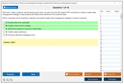 Salesforce Certified-Data-Architecture-and-Management-Designer Certified Data Architecture and Management Designer Practice test exam simulator test engine exam Prep practice test questions answers Image 1
