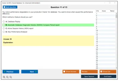 Oracle 1z0-063 Oracle Database 12c: Advanced Administration Practice test exam simulator test engine exam Prep practice test questions answers Image 11