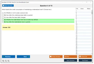 Snowflake COF-R02 SnowPro Core Recertification Exam Practice test exam simulator test engine exam Prep practice test questions answers Image 4