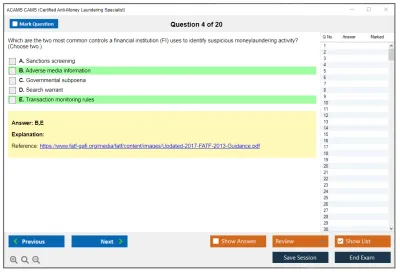 ACAMS CAMS Certified Anti-Money Laundering Specialist (6th Edition) Practice test exam simulator test engine exam Prep practice test questions answers Image 4