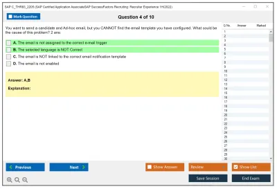 SAP C_THR83_2205 SAP Certified Application AssociateSAP SuccessFactors Recruiting: Recruiter Experience 1H/2022 Practice test exam simulator test engine exam Prep practice test questions answers Image 4