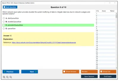 Splunk SPLK-1003 Splunk Enterprise Certified Admin Practice test exam simulator test engine exam Prep practice test questions answers Image 9