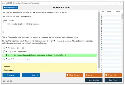 Microsoft 98-388 Introduction to Programming Using Java Practice test exam simulator test engine exam Prep practice test questions answers Image 6