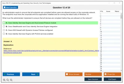 Cisco 350-701 Implementing and Operating Cisco Security Core Technologies (SCOR 350-701) Practice test exam simulator test engine exam Prep practice test questions answers Image 12