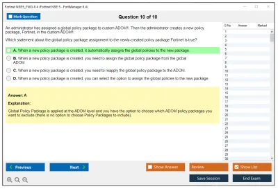 Fortinet NSE5_FMG-6.4 Fortinet NSE 5 - FortiManager 6.4 Practice test exam simulator test engine exam Prep practice test questions answers Image 10