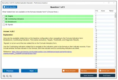 ServiceNow CAS-PA ServiceNow Certified Application Specialist - Performance Analytics Exam Practice test exam simulator test engine exam Prep practice test questions answers Image 1