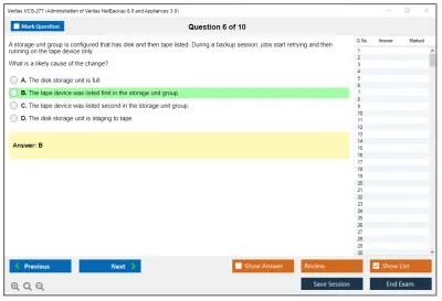 Veritas VCS-277 Administration of Veritas NetBackup 8.0 and NetBackup Appliances 3.0 Practice test exam simulator test engine exam Prep practice test questions answers Image 6