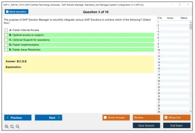 SAP C_SM100_7210 SAP Certified Technology Associate - SAP Solution Manager. Mandatory and Managed System Configuration (7.2 SPS10) Practice test exam simulator test engine exam Prep practice test questions answers Image 3