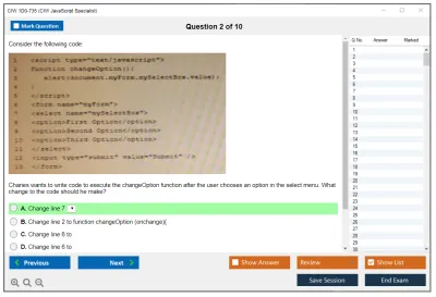 CIW 1D0-735 CIW JavaScript Specialist Practice test exam simulator test engine exam Prep practice test questions answers Image 2